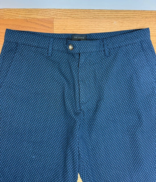 Ted Baker London Men’s Cotton Chino Navy Geometric Shorts – 34R