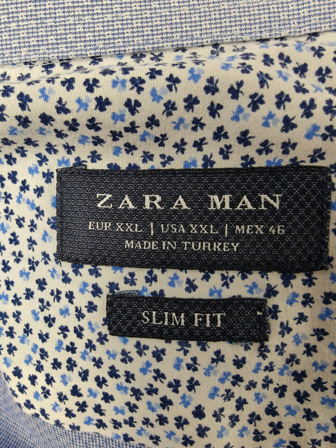 Men’s Zara Man Dress Shirt Blue XXL Slim Fit 100% Cotton