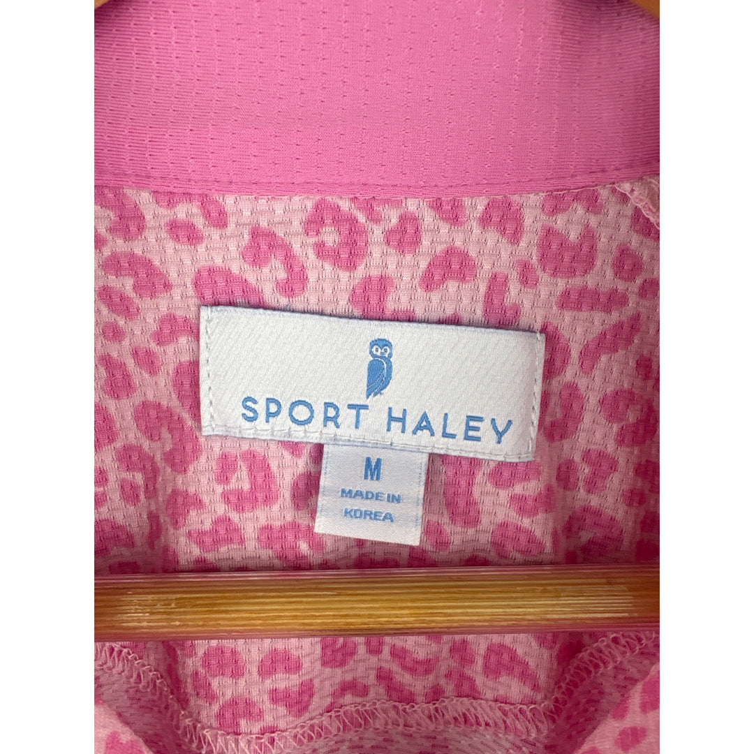 Sport Haley Womens Pink Leopard Print Long Sleeve Top Medium