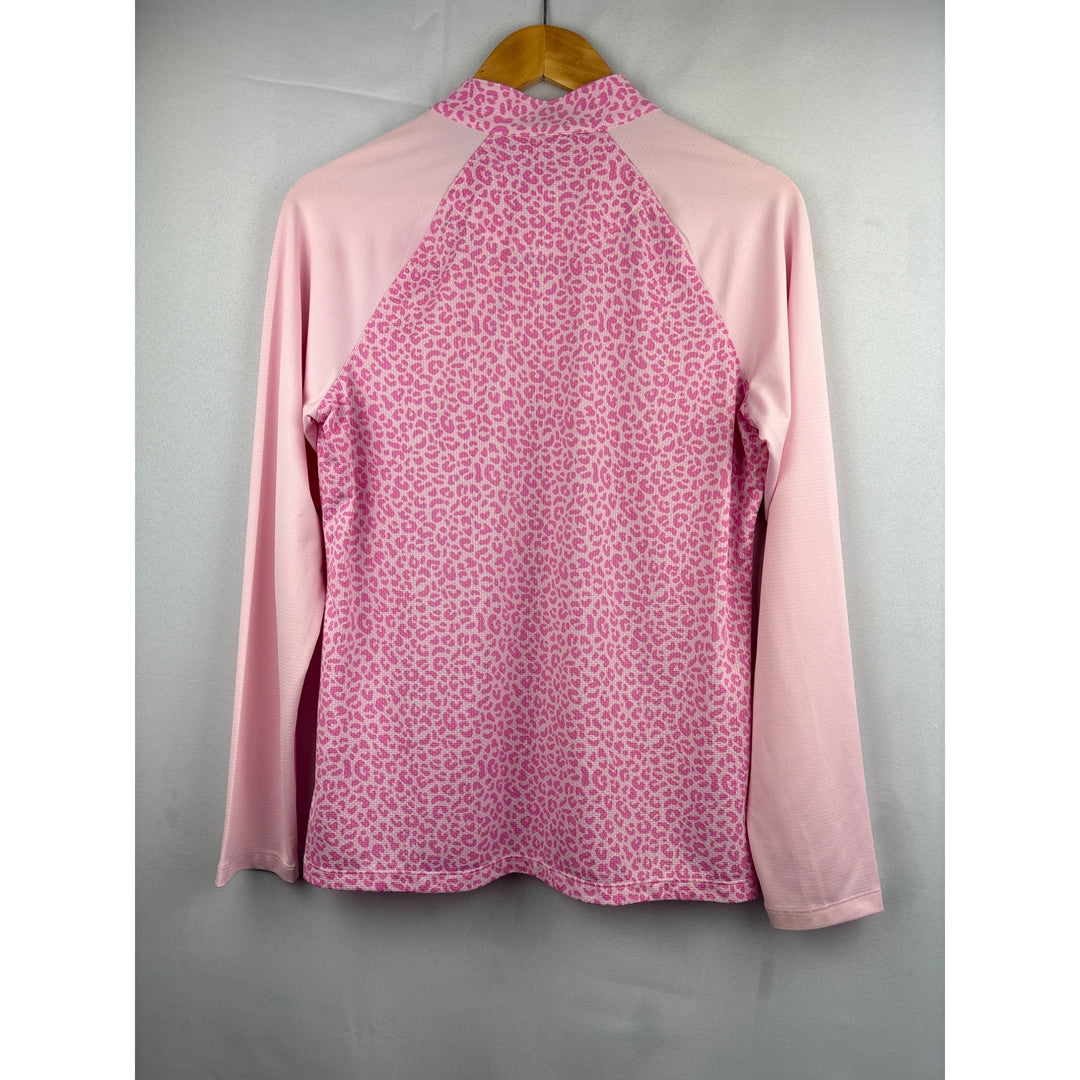 Sport Haley Womens Pink Leopard Print Long Sleeve Top Medium