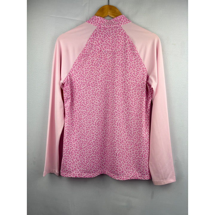 Sport Haley Womens Pink Leopard Print Long Sleeve Top Medium