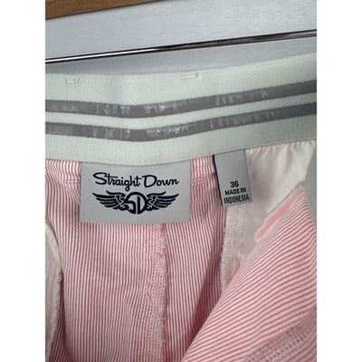 Straight Down Mens Pink Striped Shorts Size 36 Cotton Casual Wear
