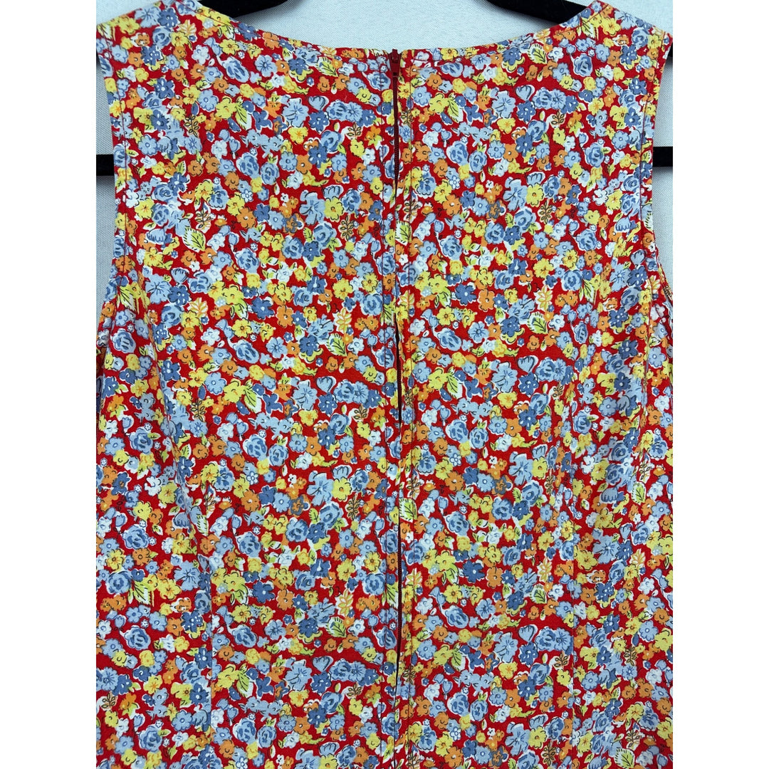 Route 66 Floral Sleeveless Dress M Red/Blue/Yellow Cotton