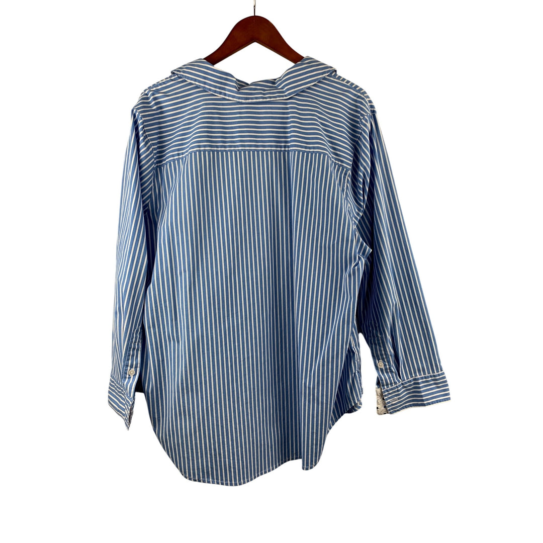 D&Co. Womens Striped Button-Up Shirt 2X Blue & White