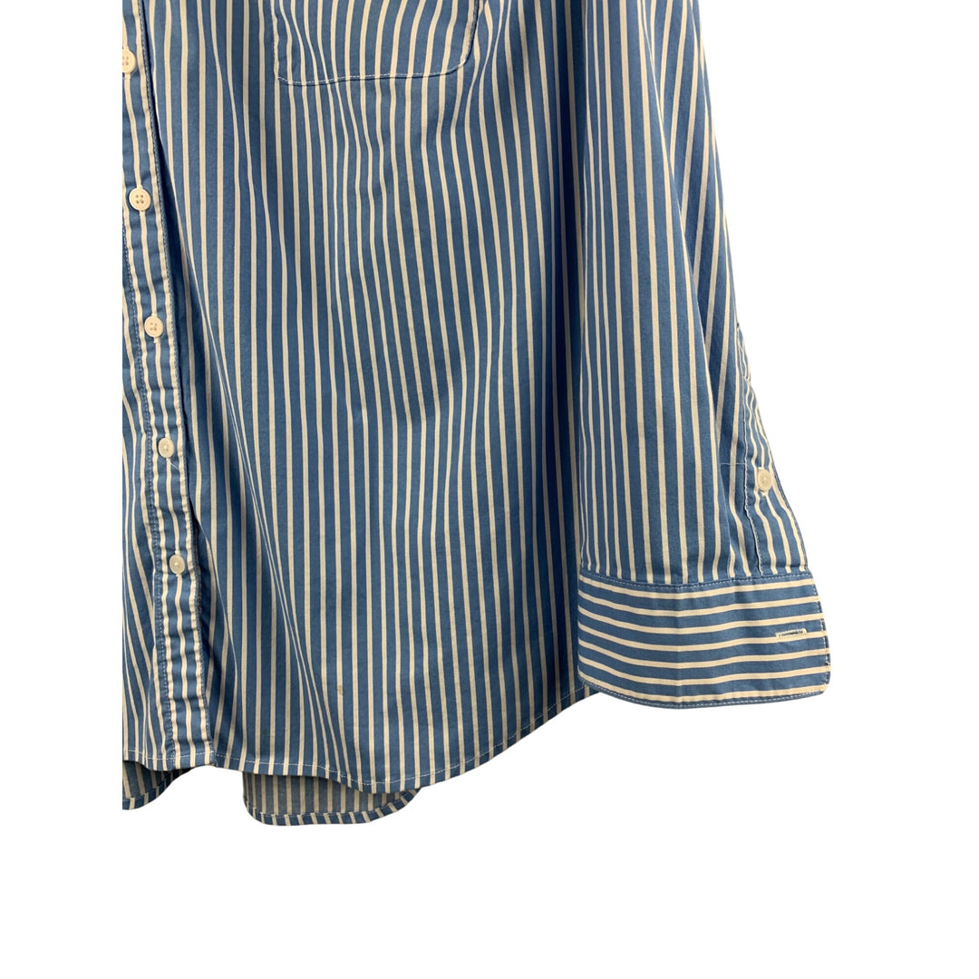 D&Co. Womens Striped Button-Up Shirt 2X Blue & White