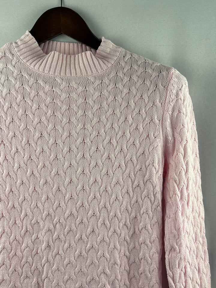 Women’s Studio Works Small Light Pink Cable Knit Sweater