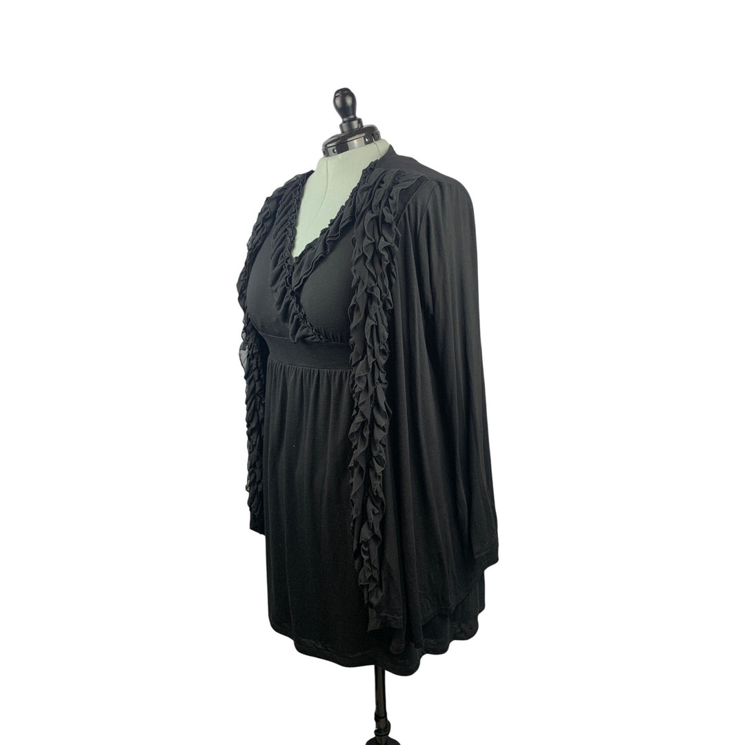 INC International Concepts Black Sleeveless Ruffled V-Neck Dress Womens 1X