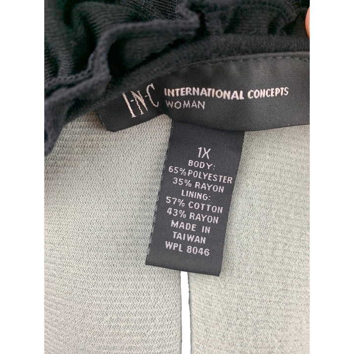 INC International Concepts Black Sleeveless Ruffled V-Neck Dress Womens 1X