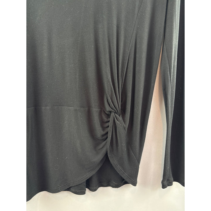 Cabi Black V-Neck Front Twist Long Sleeve Top Rayon Spandex Size Small