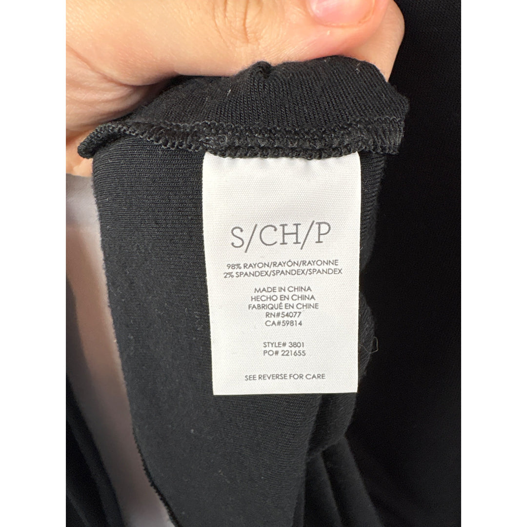 Cabi Black V-Neck Front Twist Long Sleeve Top Rayon Spandex Size Small