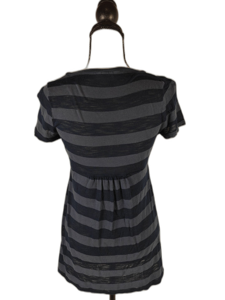 Women’s, Splendid, Striped Empire-Waist Tunic Top, Navy/Gray, Small