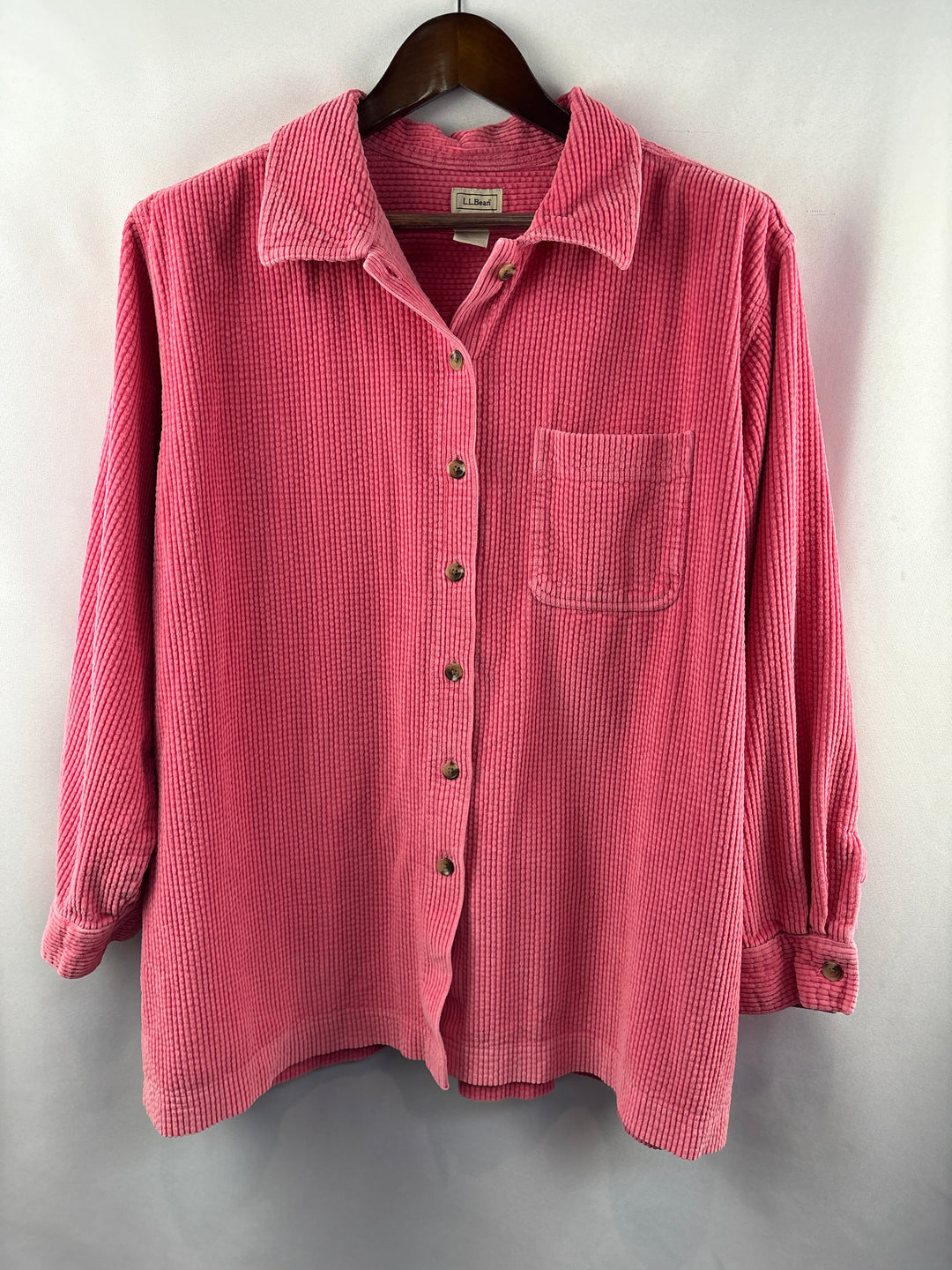 Women’s L.L. Bean Size 2X Pink Corduroy Button Up