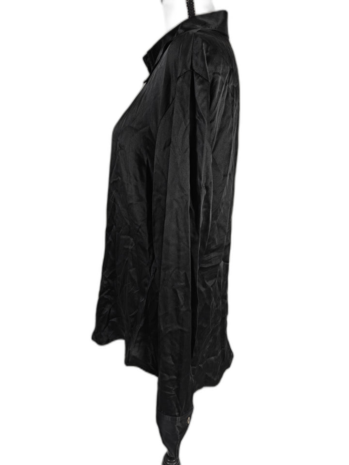 Womens Andres Silk Button Down Shirt Black Size L