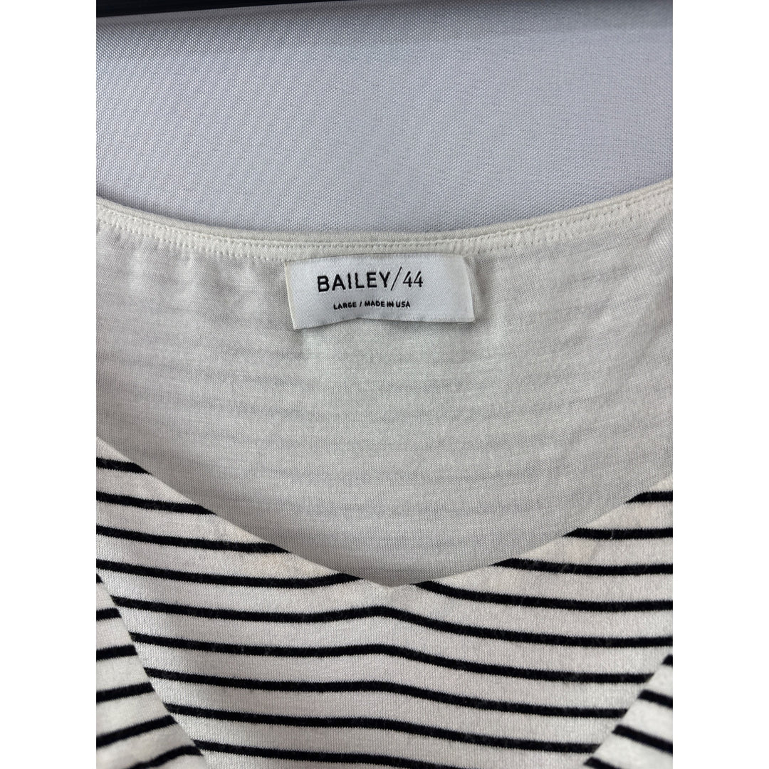 Bailey/44 Womens Striped Scoop Neck Top Large Black & White