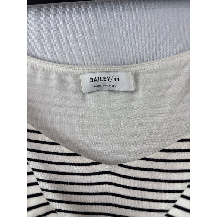 Bailey/44 Womens Striped Scoop Neck Top Large Black & White