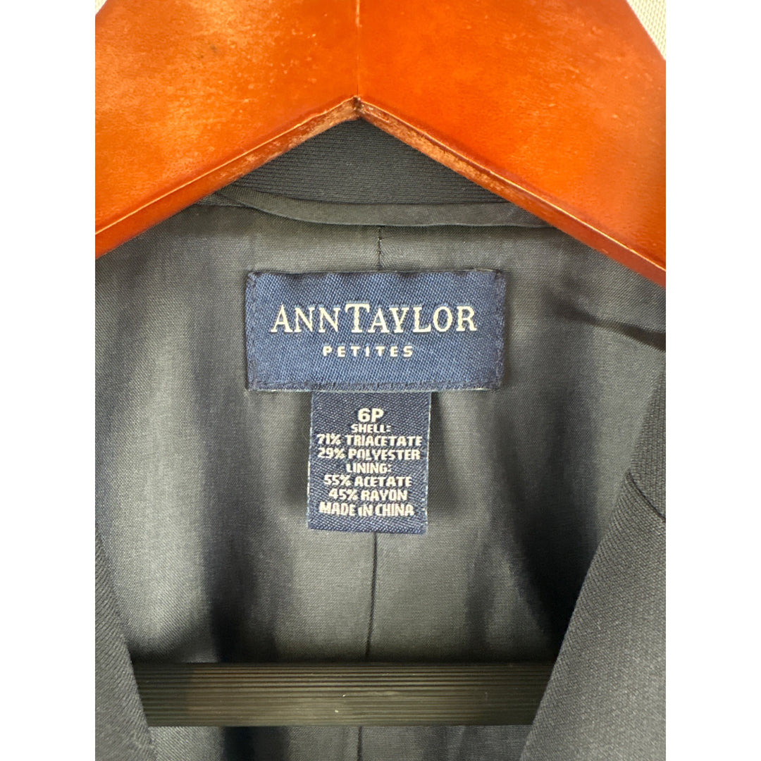 Ann Taylor Womens Black Blazer Jacket Size 6P Polyester/Rayon Blend