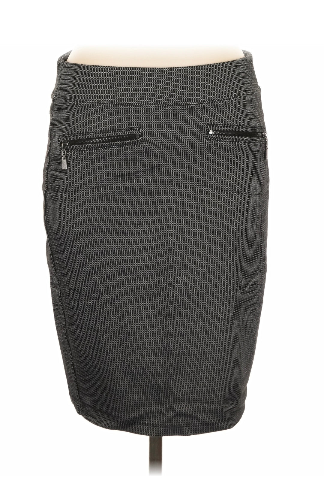 Liverpool Black Geometric Pattern Pencil Skirt w/Zip Pockets Women&