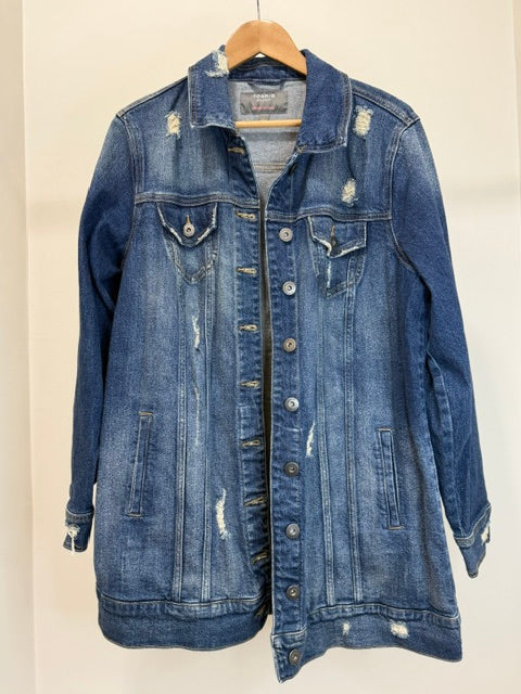 Torrid Classic Distressed Denim Jacket – Medium Wash – Sz1X (14–16)