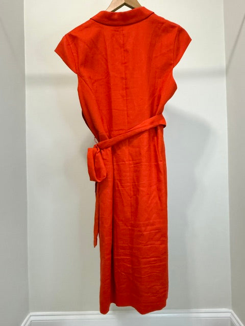J.Crew Linen‑Blend Faux Wrap Orange Dress Sz14