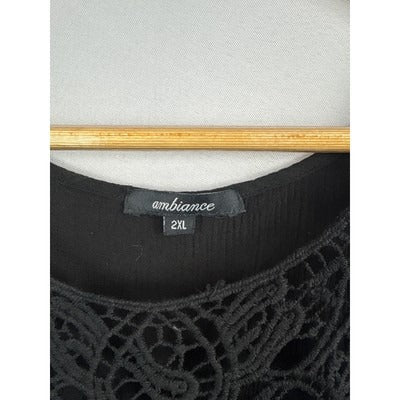 Women’s Ambiance Size 2XL Embroidered Black Tank.