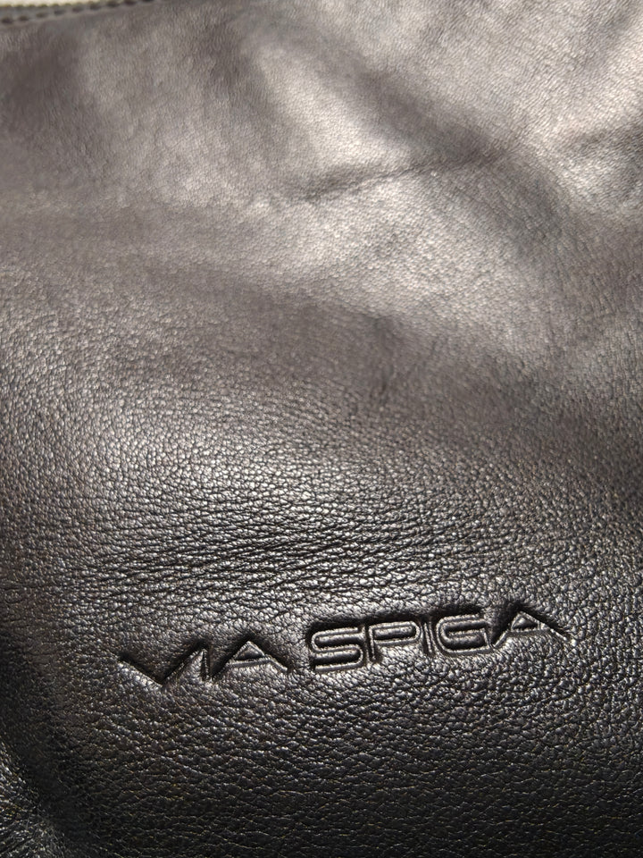 Women Via Spiga Shoulder Bag Black Leather
