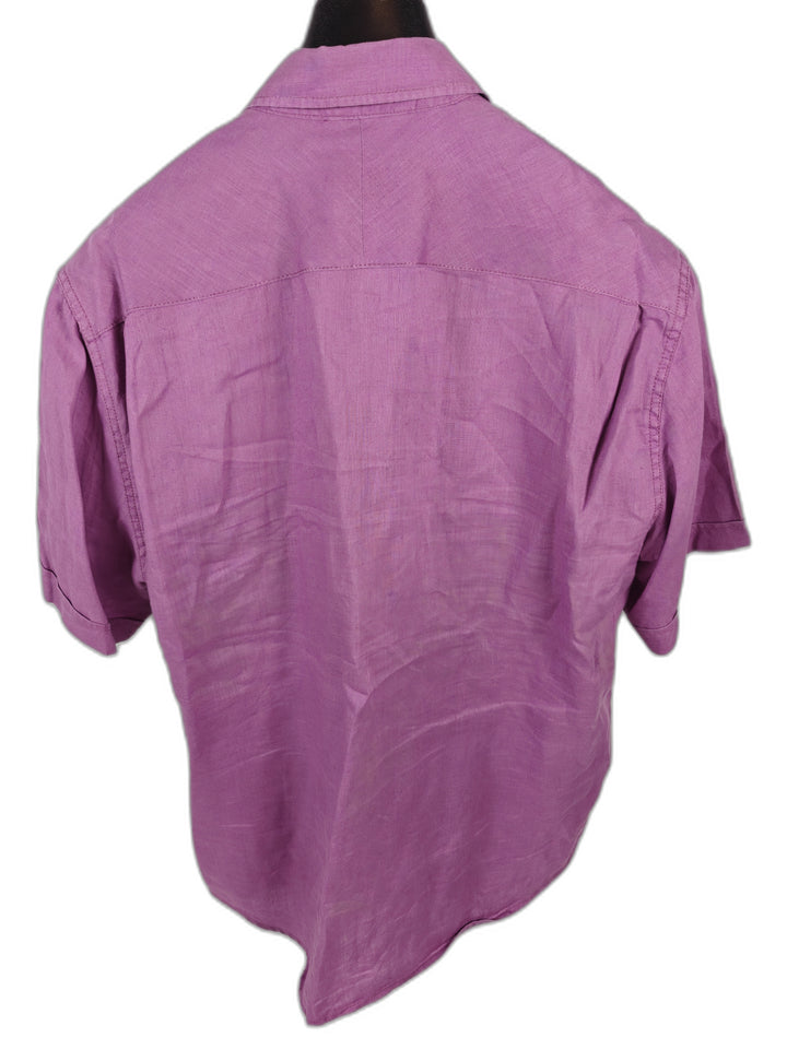Men’s Neiman Marcus Short Sleeve Linen Shirt Purple Size XL