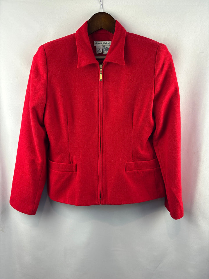 Women’s Stephanie Andrews Size 6 Bright Red Zip Blazer