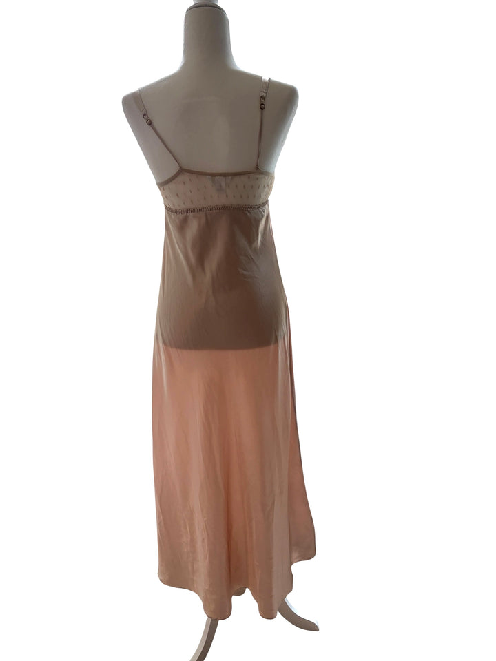 FLORA by Flora Nikrooz Women's Stella gown almond slip dress with padded bust and lace neckline detail, size M