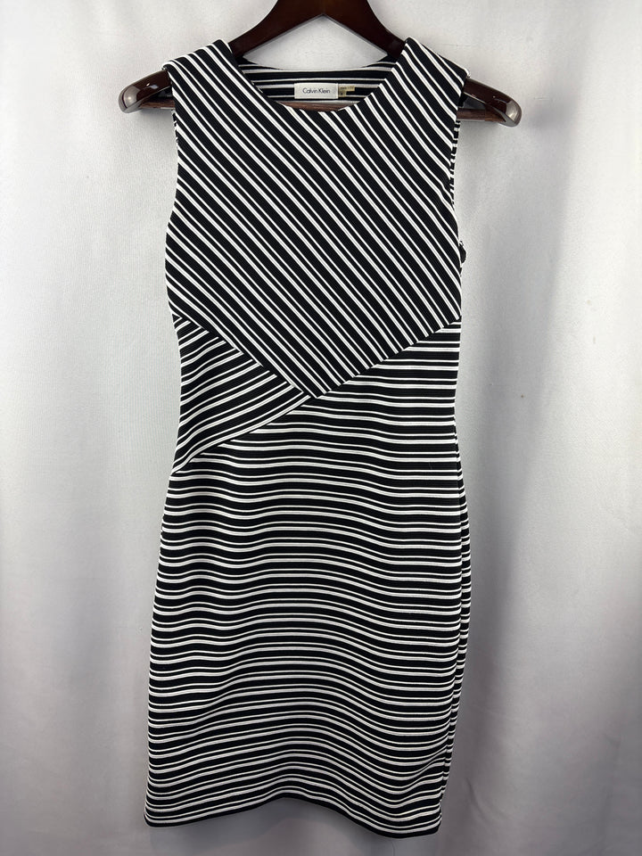 Women’s Calvin Klein Size 4 Black &amp; White Midi Pencil Dress