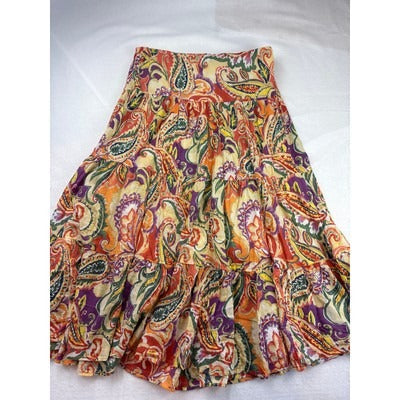 Chaps Womens Paisley Boho Maxi Skirt L