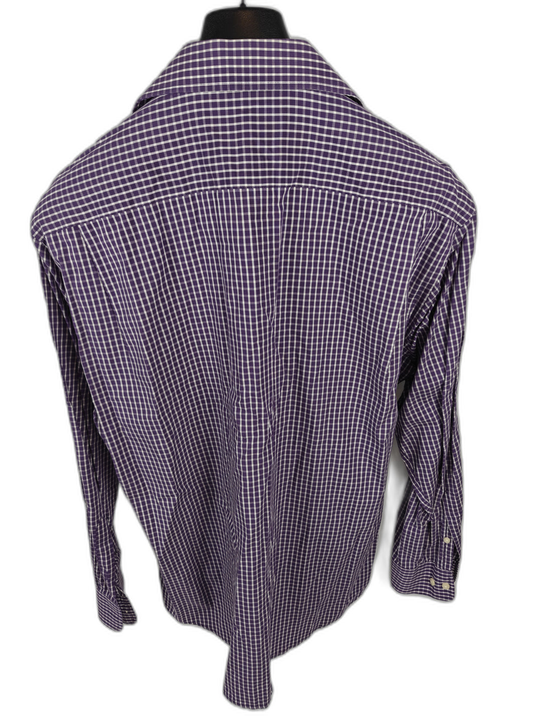 Men’s Burma Bibas Dress Shirt Purple Check 17 34/35 Slim Fit