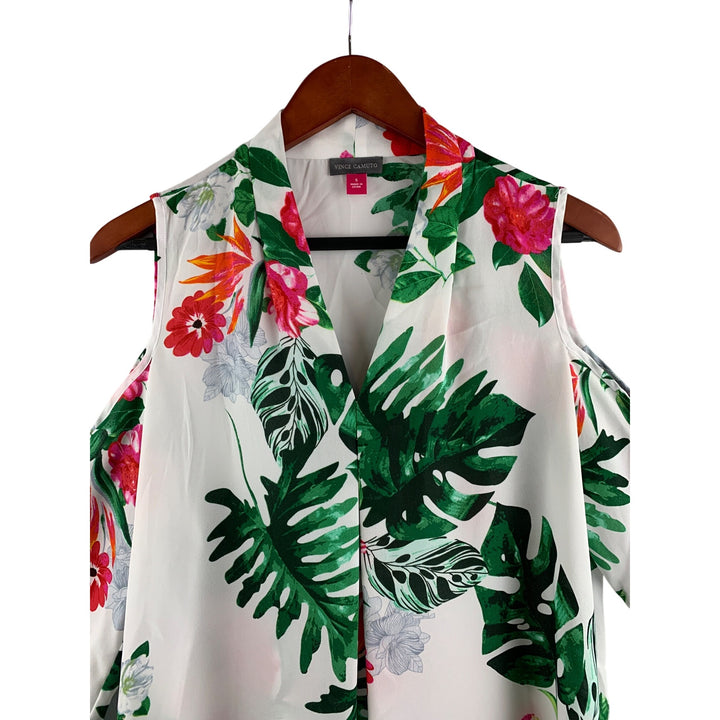 Vince Camuto Cold Shoulder Floral Blouse S Polyester Womens Top Made In China Multicolor
