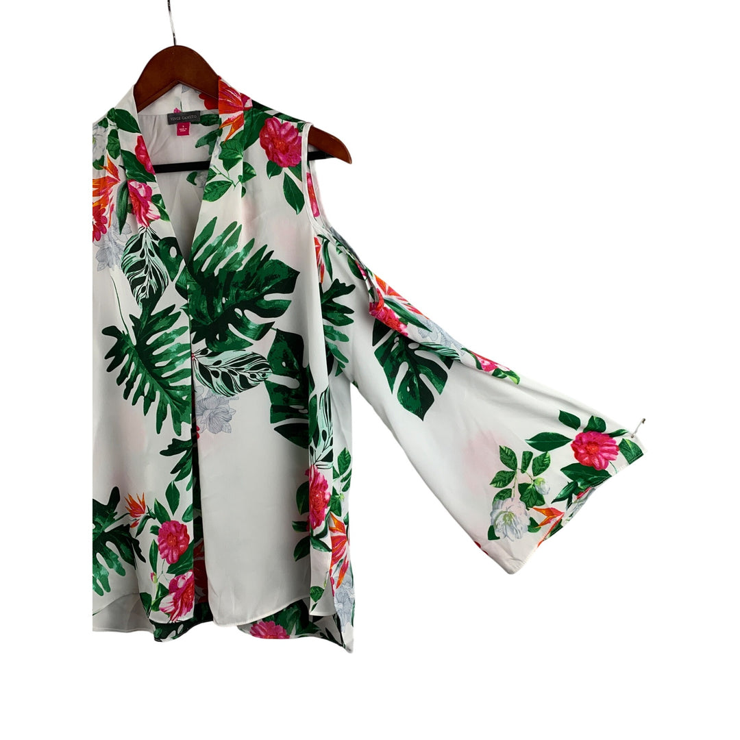 Vince Camuto Cold Shoulder Floral Blouse S Polyester Womens Top Made In China Multicolor