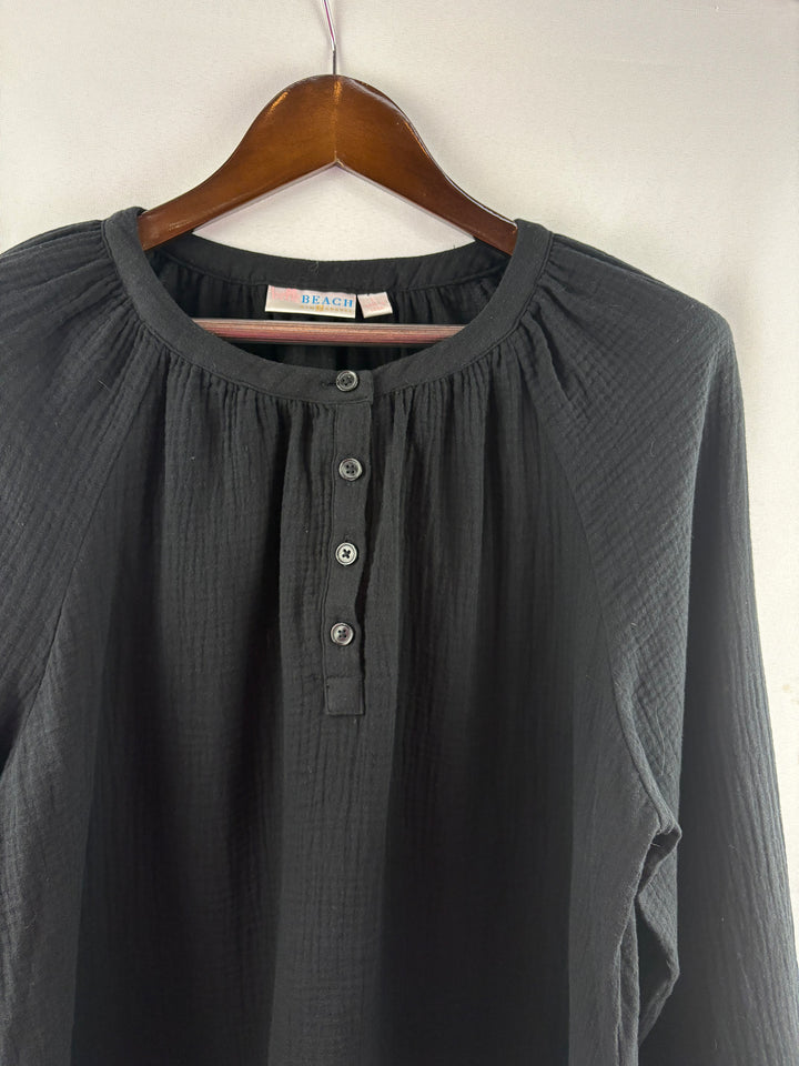Women’s Belle Beach Kim Gravel Large Black Long Sleeve Blouse