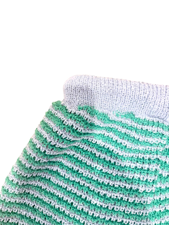 Zara Green Gray Striped Knit Drawstring Shorts Size Large Lounge Coastal