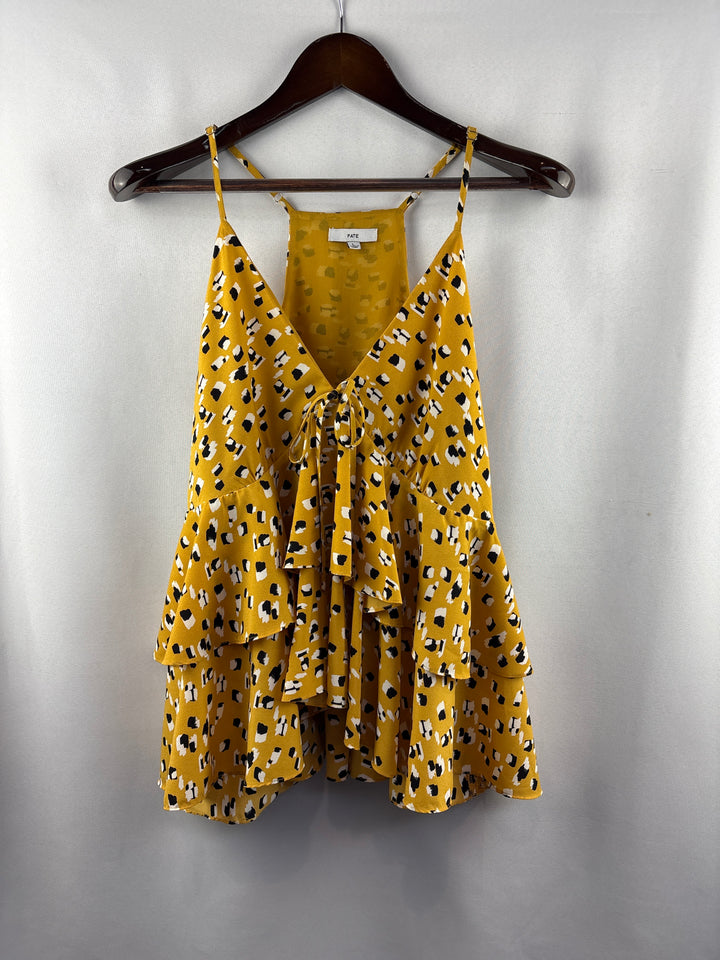 Women’s Fate Large Yellow Sleeveless Ruffled Blouse