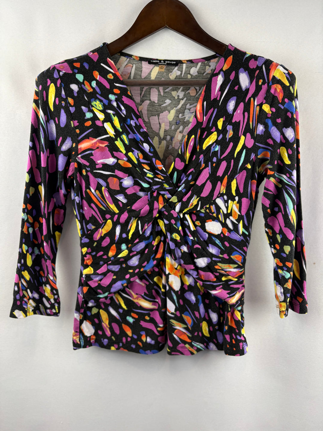 Women’s Cable & Gauge Medium Black w/ Multicolor Patterned Blouse