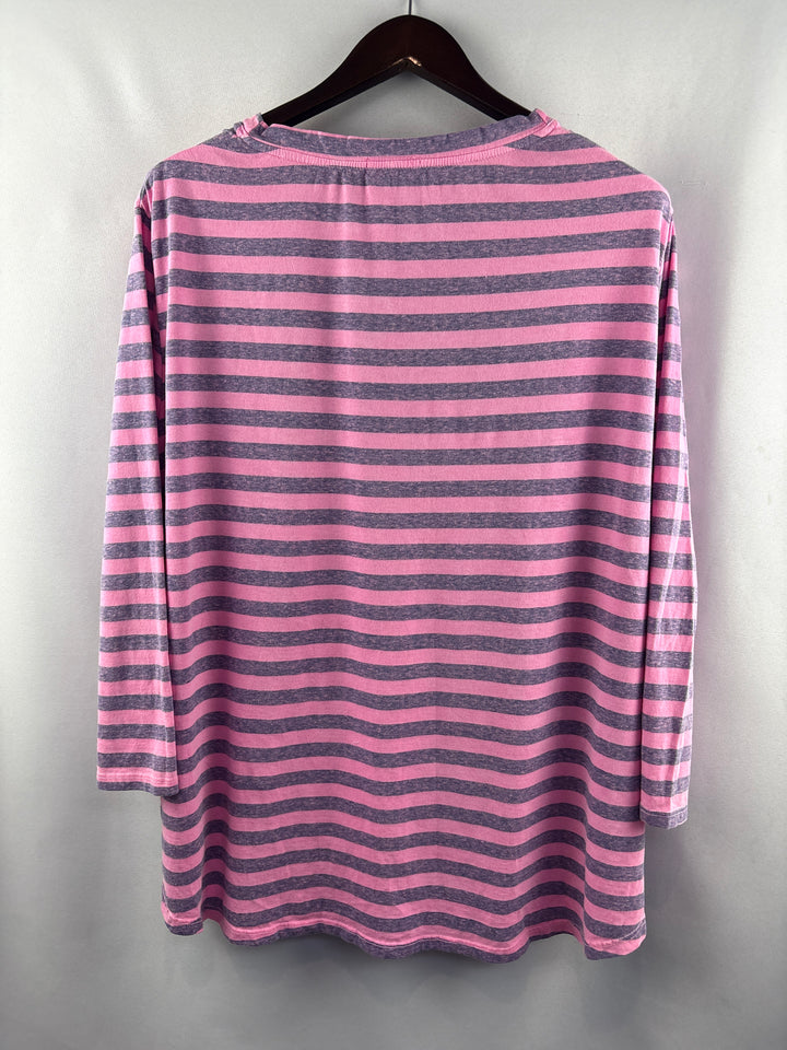 Women’s Fresh Produce Size 2X Pink &amp; Gray Striped Long Sleeve Shirt