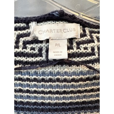 Charter Club Blue and White Open Cardigan Size P/L