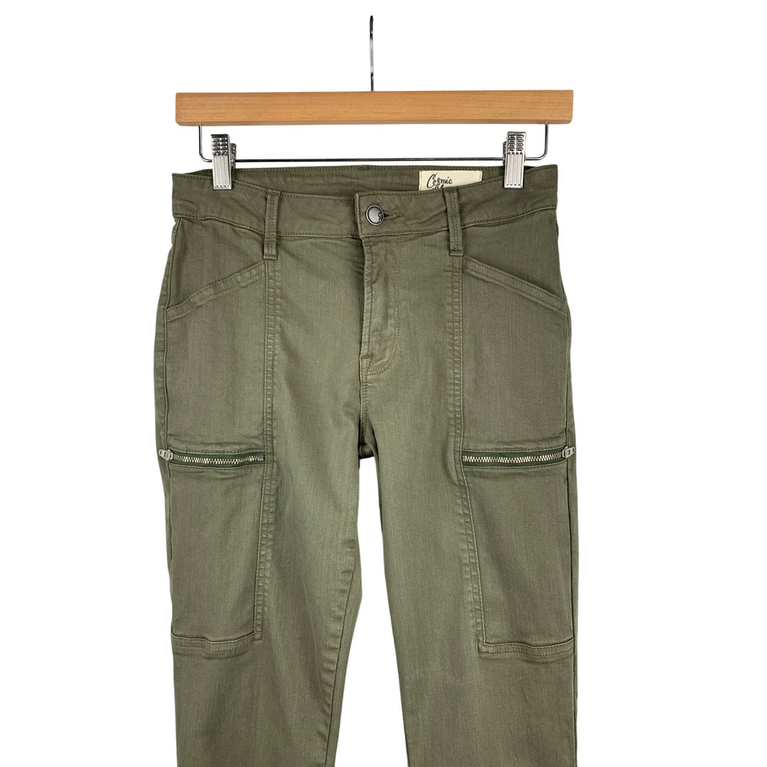 Cosmic Blue Love Womens Olive Green Cargo Pants Size 27