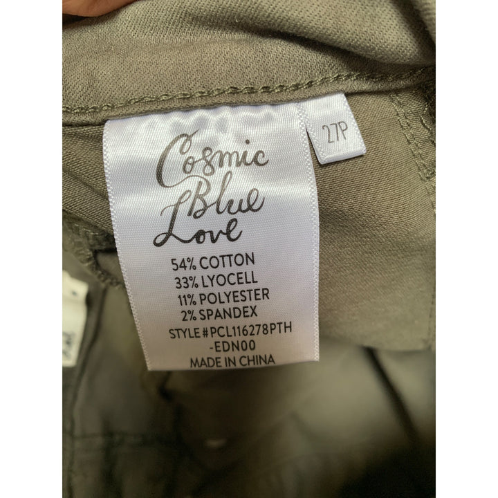Cosmic Blue Love Womens Olive Green Cargo Pants Size 27