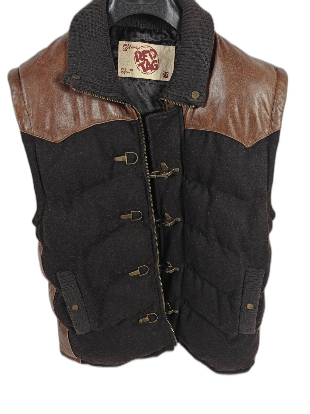 Mens Omavi Clothing Co Red Tag Puffer Vest Brown Black Size 2X