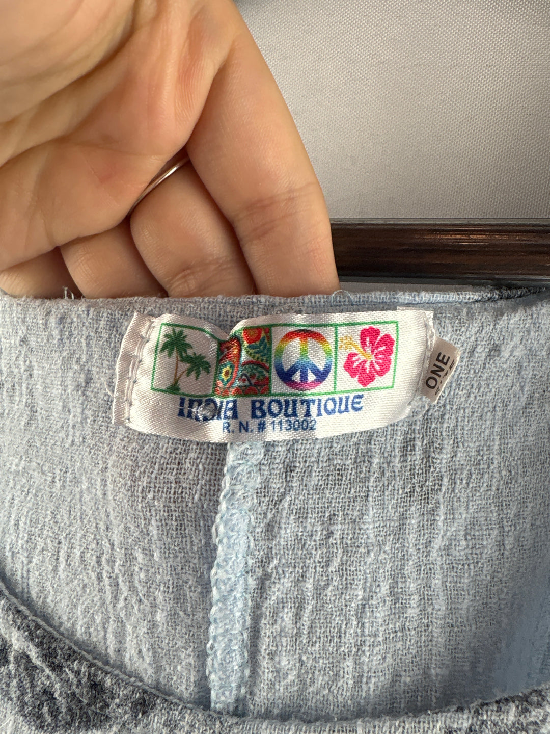 Women’s India Boutique One Size Pale Blue Palm Tree Dress