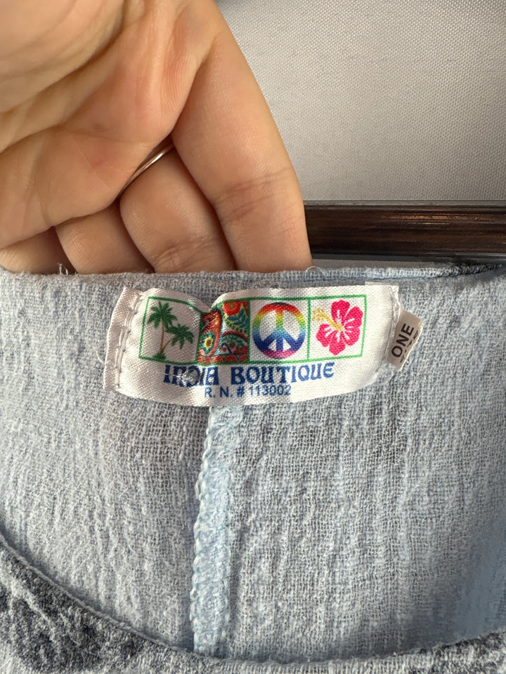 Women’s India Boutique One Size Pale Blue Palm Tree Dress