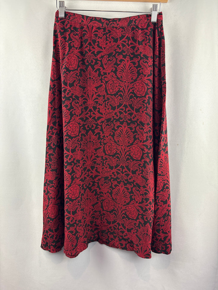 Women’s Jones New York Size 4 Red &amp; Black Paisley Maxi Skirt