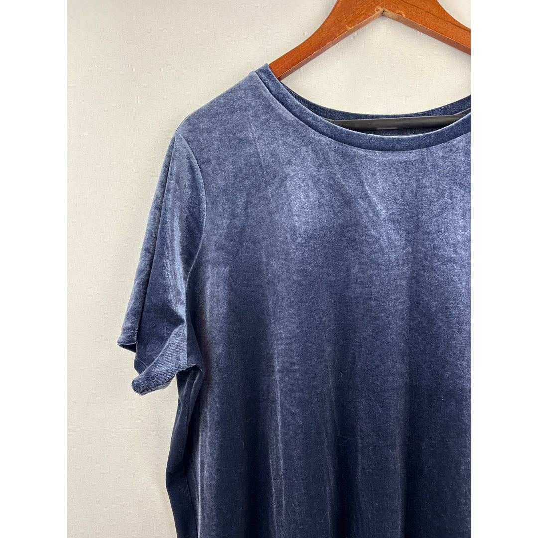 Women’s Old Navy Size 1X Blue/Grey Velvet Short Sleeve Shirt