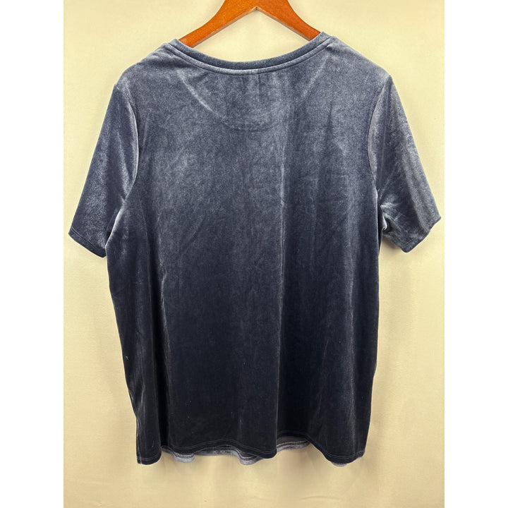 Women’s Old Navy Size 1X Blue/Grey Velvet Short Sleeve Shirt