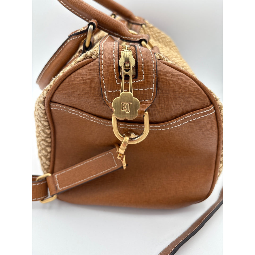 Eric Javits Brown & Woven Textured Crossbody Handbag