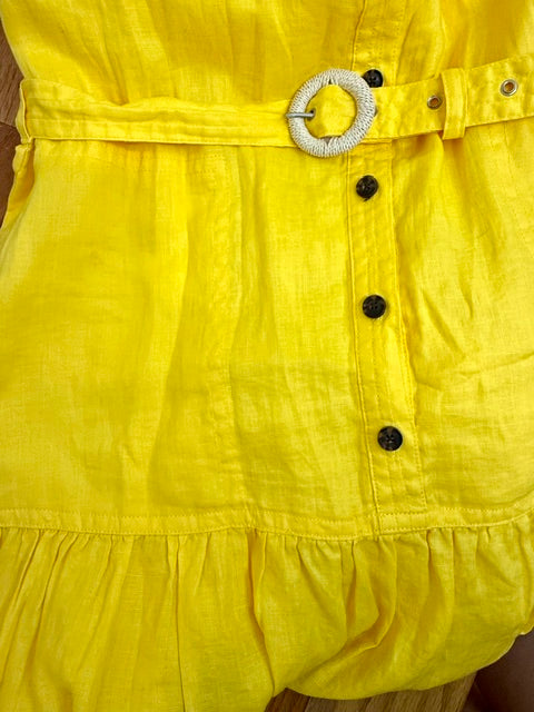 Banana Republic Sunflower Yellow Linen Shirt Dress SzXL NWOT