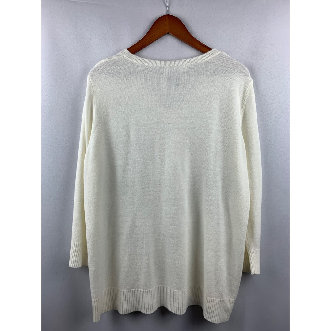 Woman’s Karen Scott White V Neck Sweater Size 1X